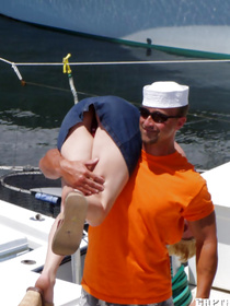 Two horny sailors decide to seduce and fuck one gorgeous blonde in a threesome. Watch them pound her nice ass and twat at the same time.